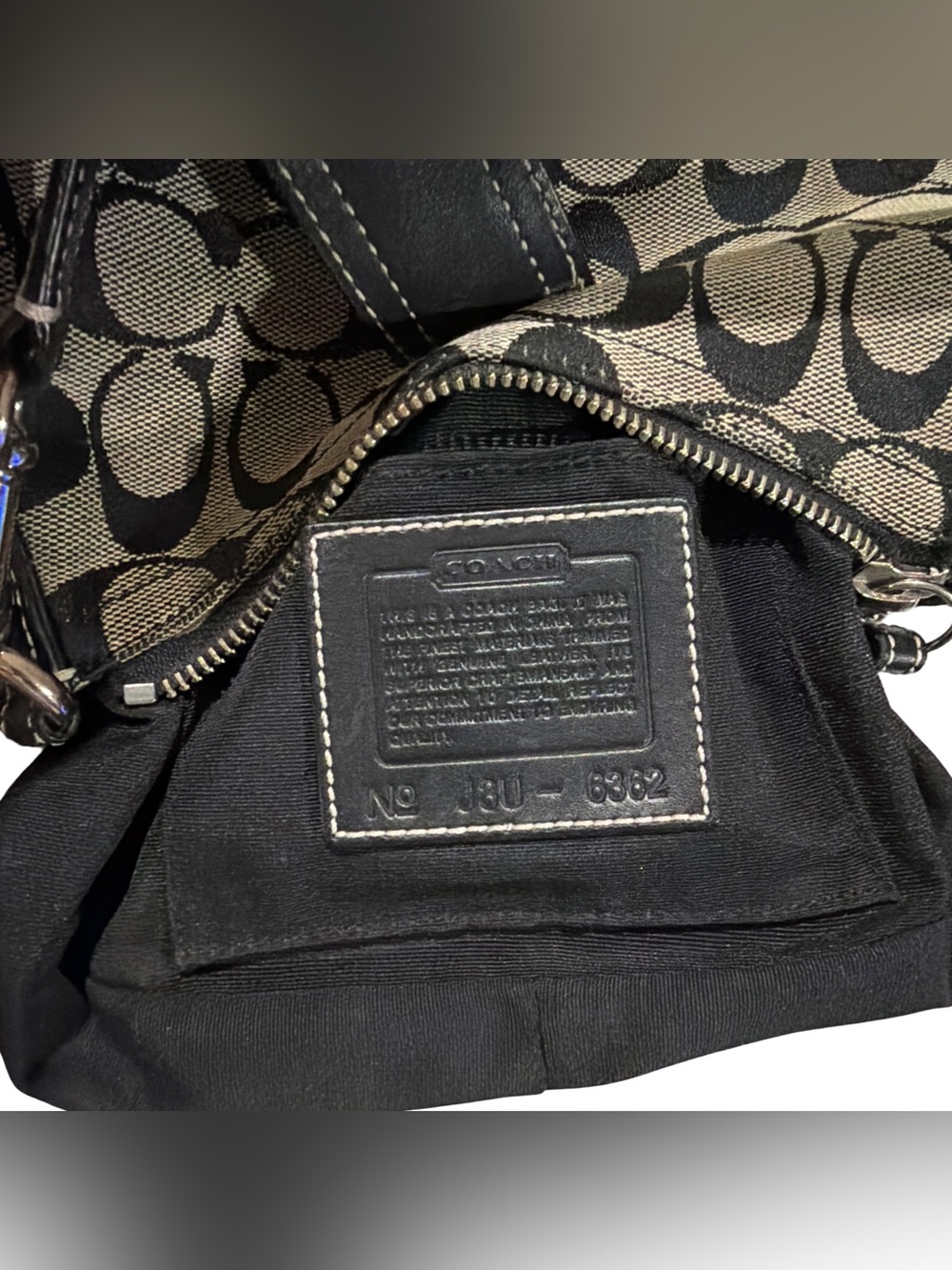 Coach โข Vintage Mini Demi Soho Shoulder Bag Monogram Black/Gray Canvas No 6362 - Picture 10 of 14